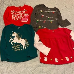 Four Christmas holiday, long sleeve shirts